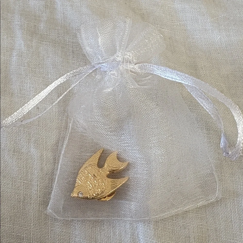 Gold Fish Brooch with crystal eye